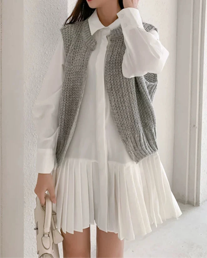 Long Sleeve White Shirt Dress 00094