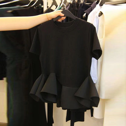 Flared Hem Peplum Tee 00215