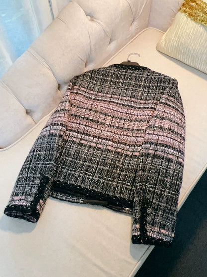 Parisian Tweed Jacket - Black and Pink Check 00309