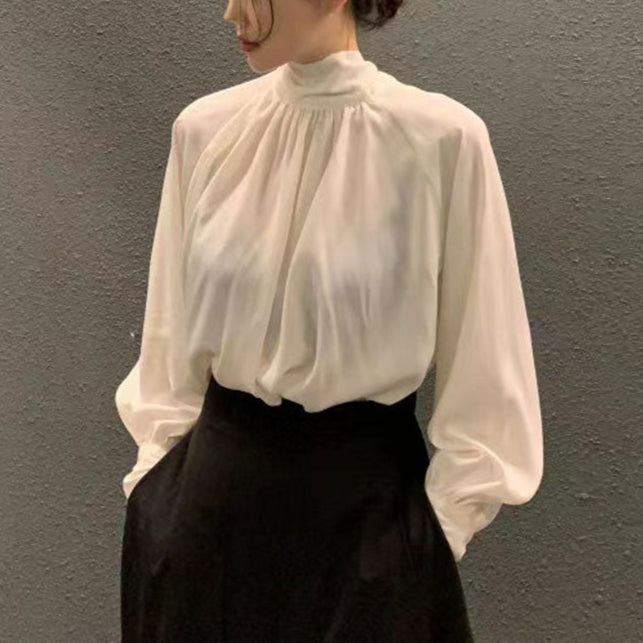 Soft Drape Mock-Neck Blouse 00178