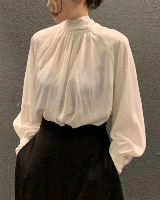 Soft Drape Mock-Neck Blouse 00178