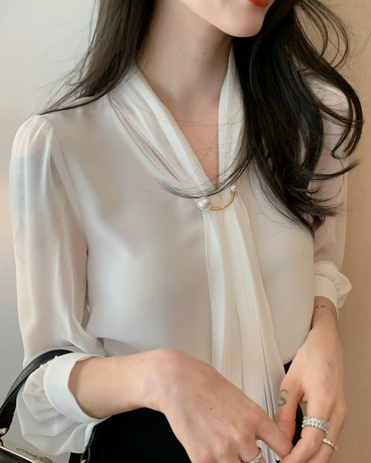 Silky Tie Neck Blouse 00407