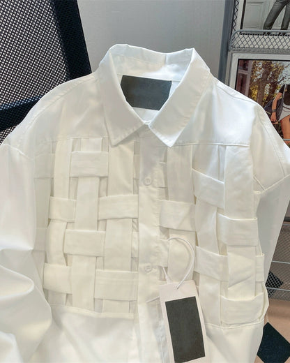 Woven Panel Organza Shirt 00384