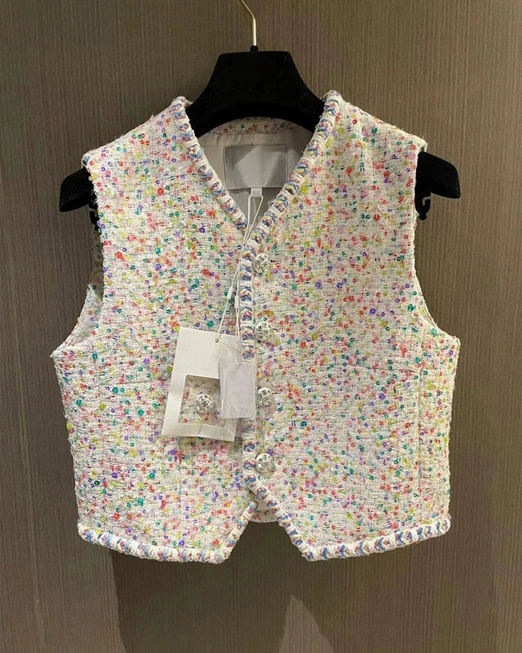 White Tweed Vest 00066
