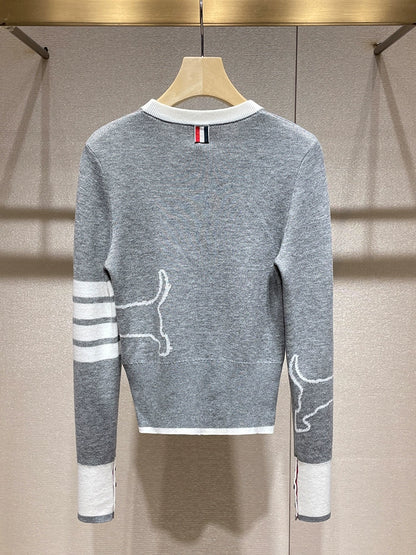 Dog Pattern Gray Sweater 00016