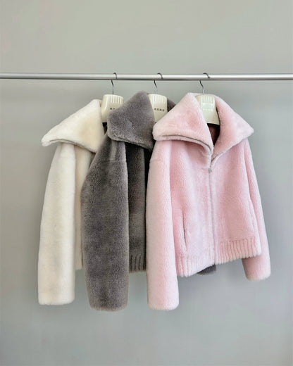 Fuzzy Wool-Blend Short Jacket 00523