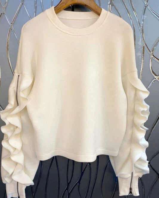 Ruffle Sleeve Sweatshirt 00439