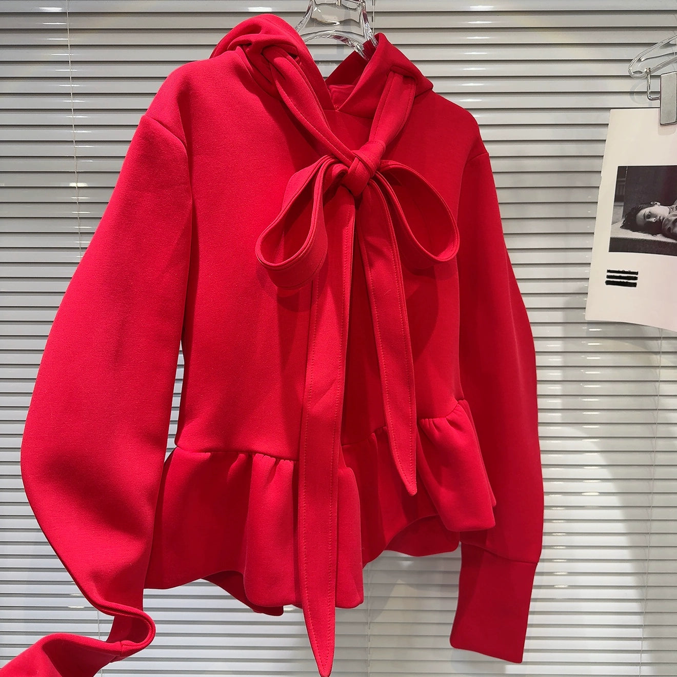 Ribbon Peplum Hoodie 00374