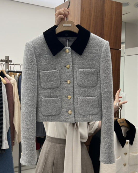 Black Collar Pocket Detail Jacket 00187