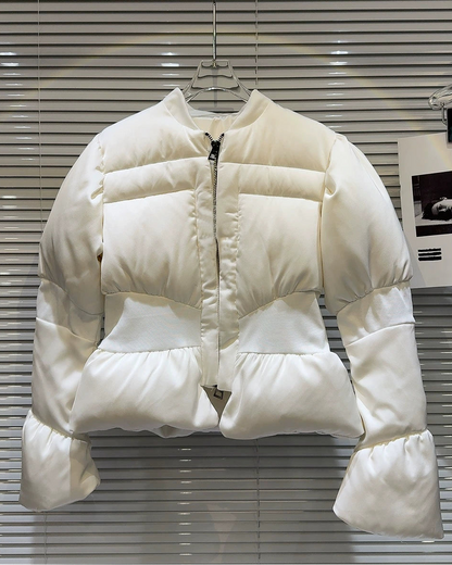 Satin Peplum Puff Jacket 00448