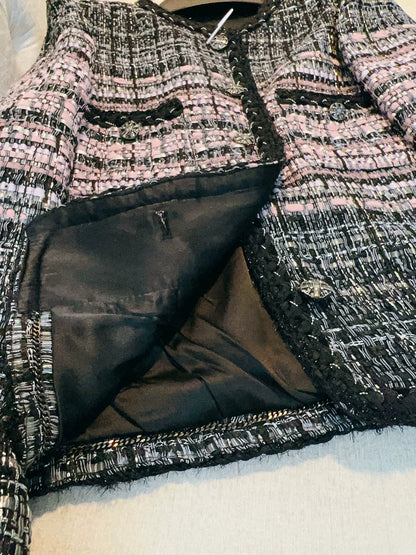 Parisian Tweed Jacket - Black and Pink Check 00309