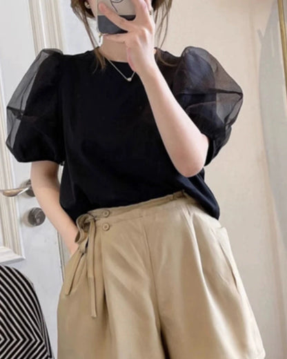 Sheer Puff Charm Tee 00254