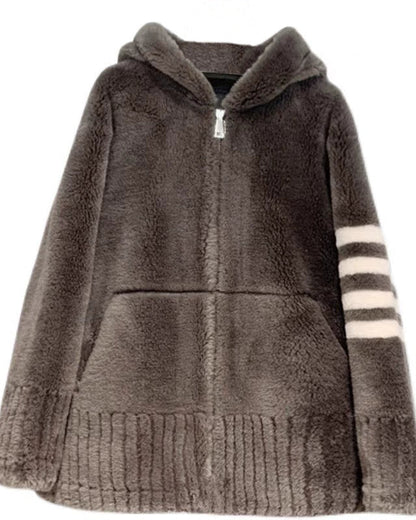 Plush Shearling Hoodie Jacket 00517
