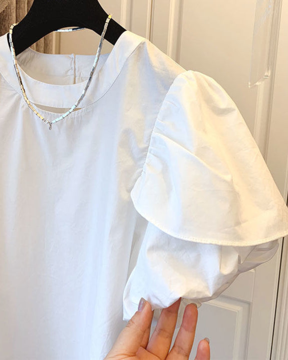 Structured Puff Shoulder Blouse 00217