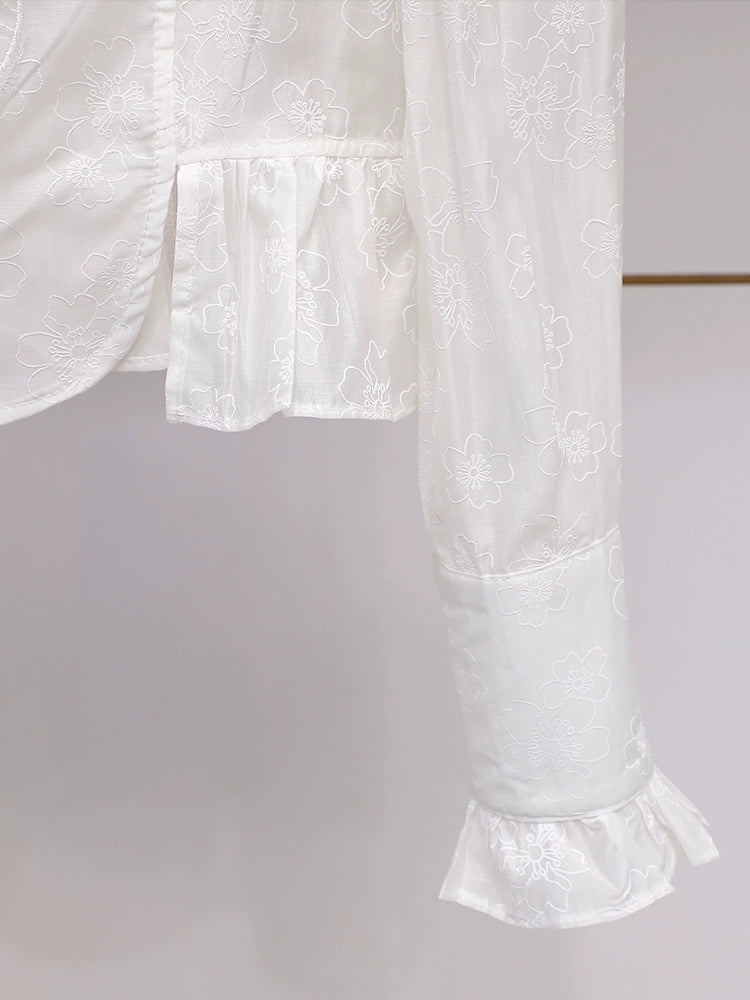 Flower Embroidery Sheer Top 00024