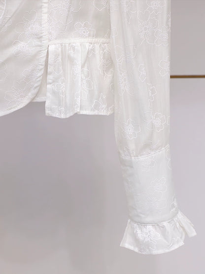 Flower Embroidery Sheer Top 00024