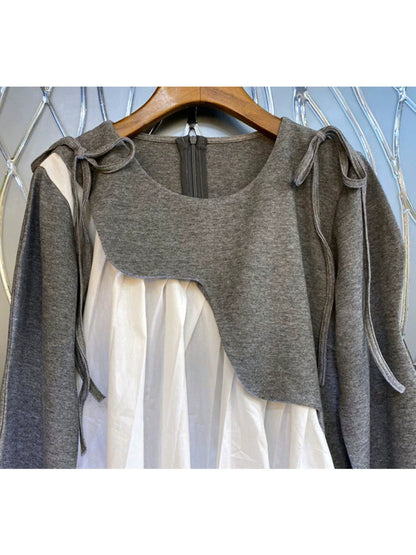 Mixed Texture Long Sleeve Top 00089