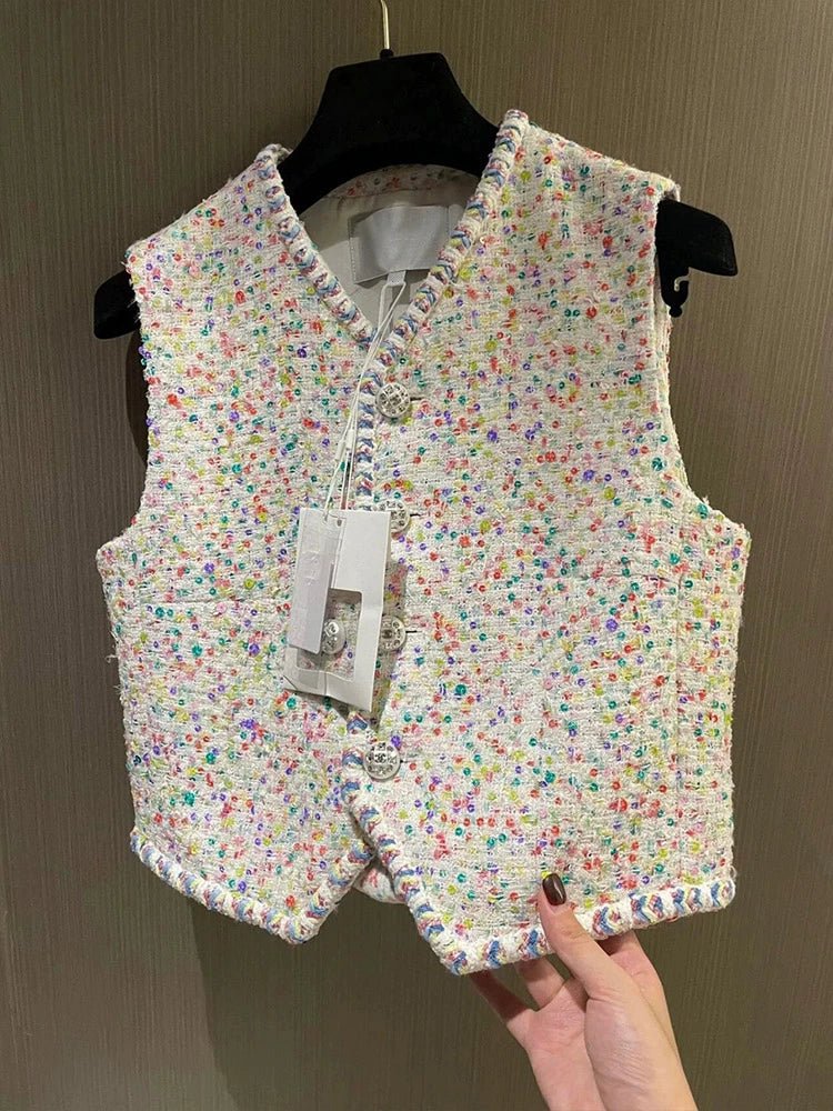 White Tweed Vest 00066