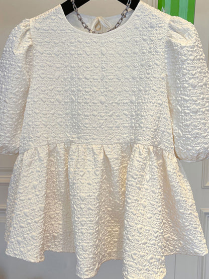 Textured Peplum Blouse 00238