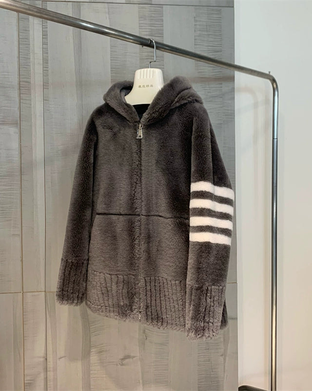 Plush Shearling Hoodie Jacket 00517