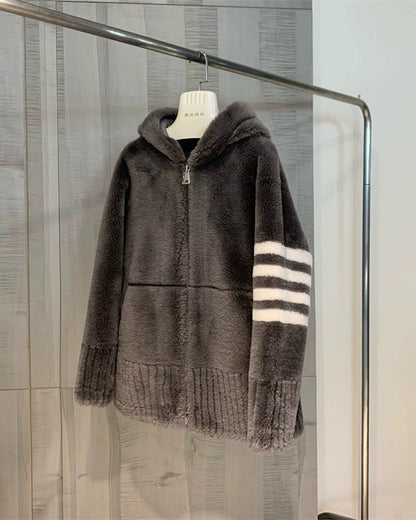 Plush Shearling Hoodie Jacket 00517