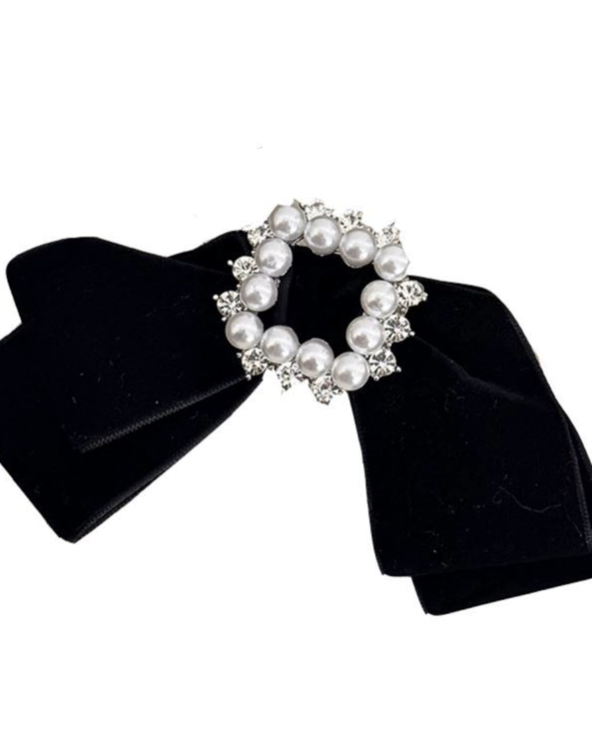 Velvet Pearl Ribbon Hair Clip 00475