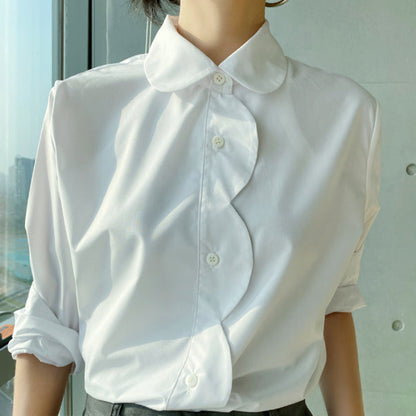 Modern Ripple Button Long Sleeve Shirt 00163