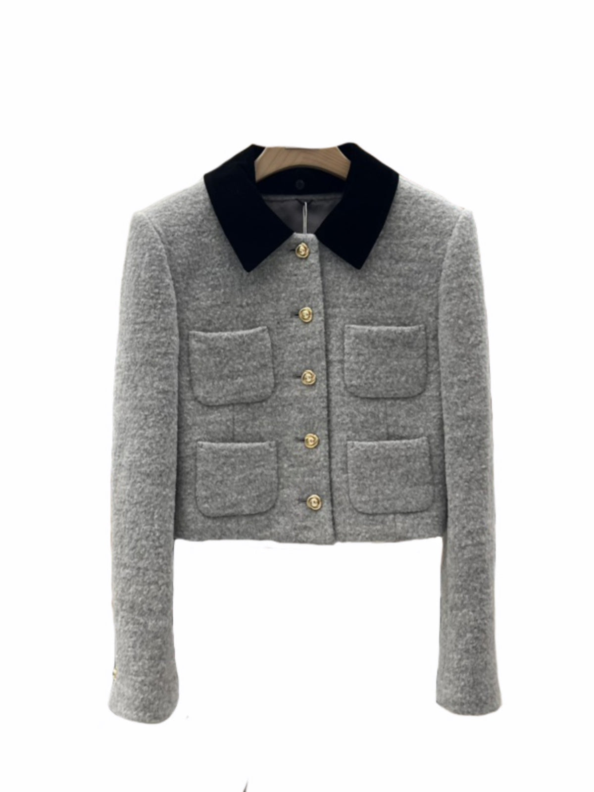 Black Collar Pocket Detail Jacket 00187