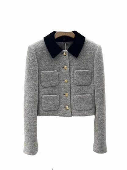 Black Collar Pocket Detail Jacket 00187