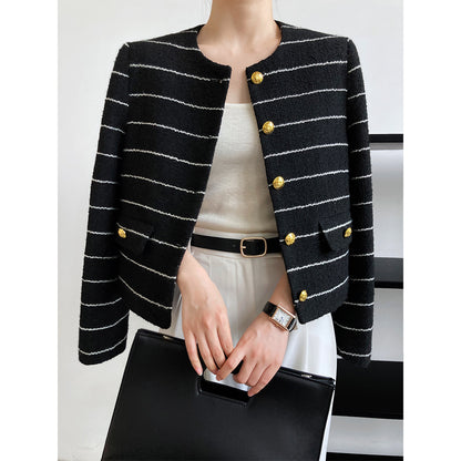 Striped Tweed Jacket with Gold Buttons 00153