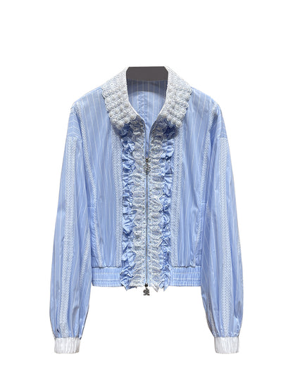 Lace Ruffle Zip Jacket 00211