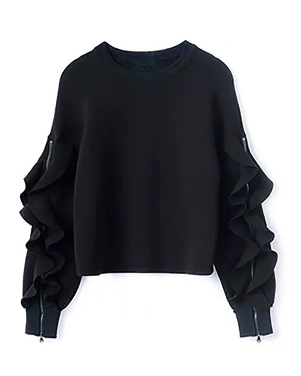 Ruffle Sleeve Sweatshirt 00439