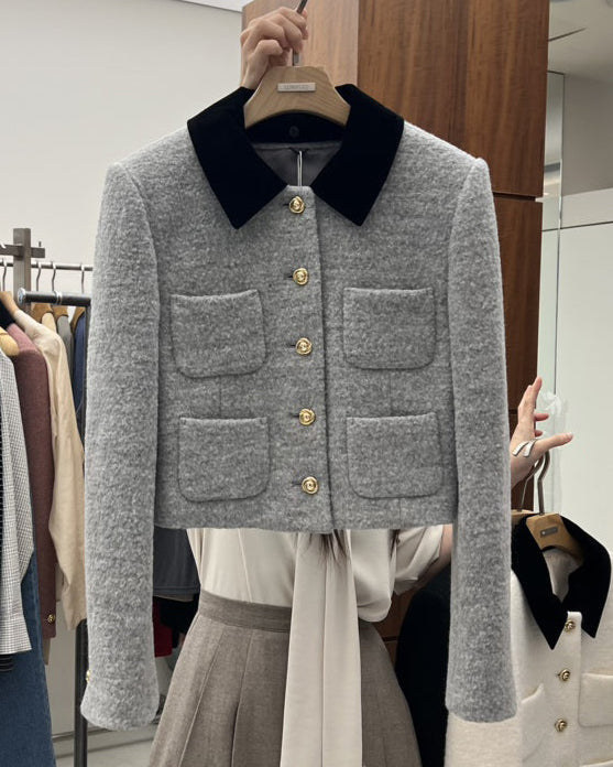 Black Collar Pocket Detail Jacket 00187