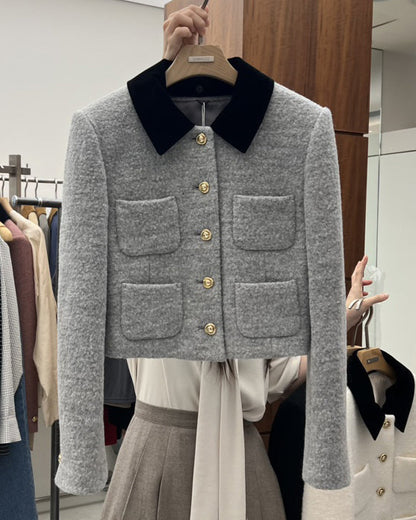 Black Collar Pocket Detail Jacket 00187