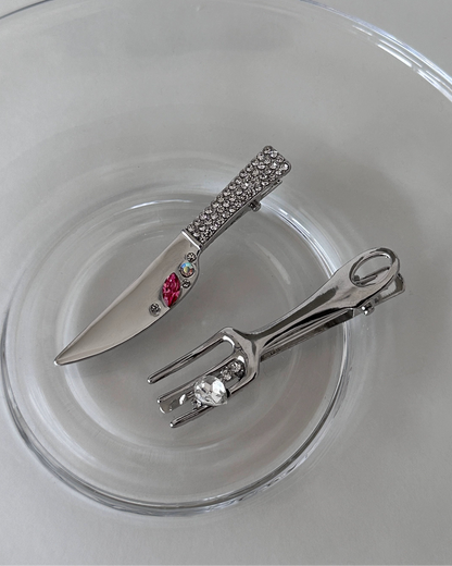 Silver Cutlery Hair Clip Set 00481