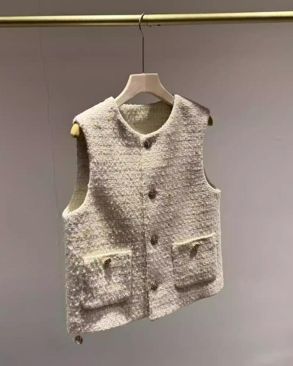 Classic White Tweed Vest 00237