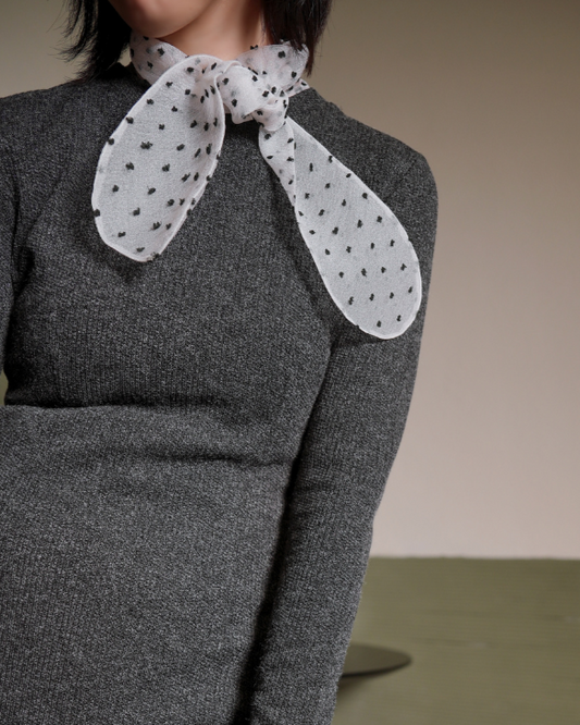 Dot Pattern See-through Collar top 00086