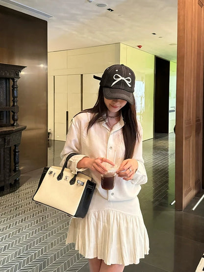 Bow Embroidery Soft-top Baseball Cap 00125