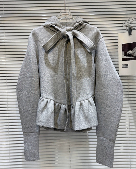 Ribbon Peplum Hoodie 00374