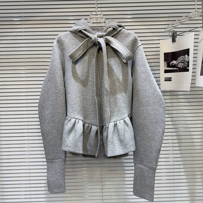 Ribbon Peplum Hoodie 00374