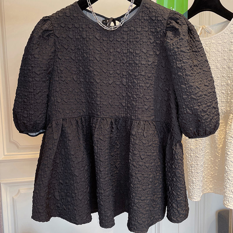 Textured Peplum Blouse 00238