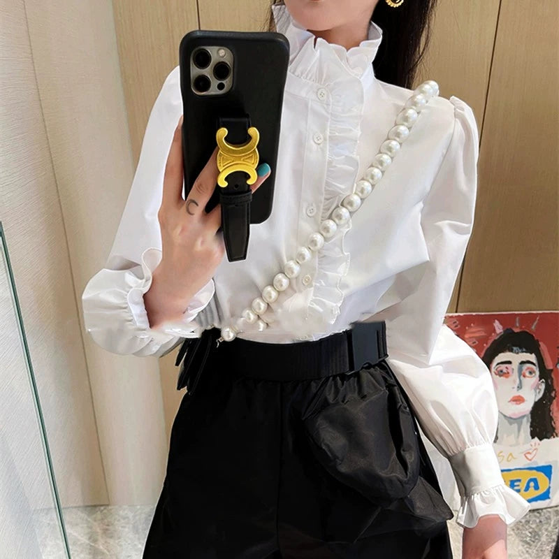 Loose Long Sleeve Casual Stand Collar Shirt 00099