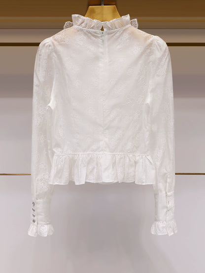 Flower Embroidery Sheer Top 00024