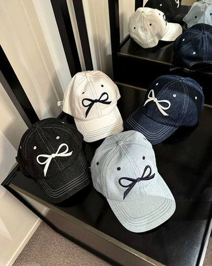 Bow Embroidery Soft-top Baseball Cap 00125