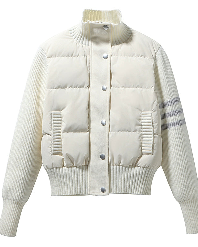 Short Knit Panel Down Jacket 00470