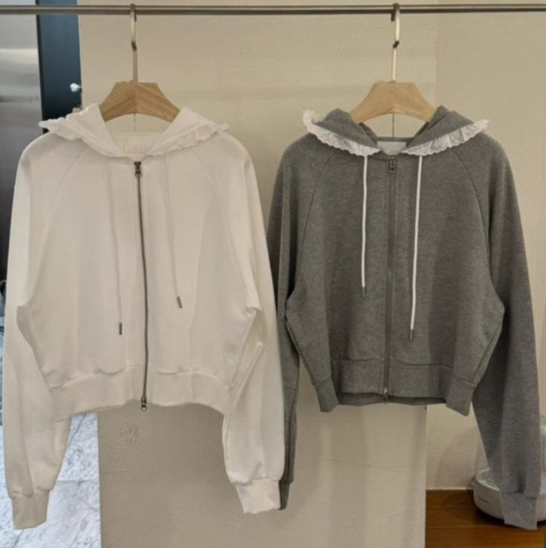 Frill Hood Zip-Up 00232