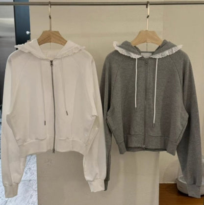 Frill Hood Zip-Up 00232