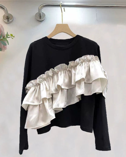 Asymmetric Frill Sweatshirt 00473