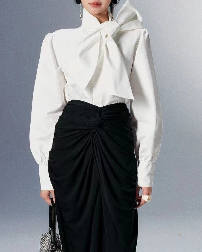 Couture-Inspired Exaggerated Bow Blouse 00160