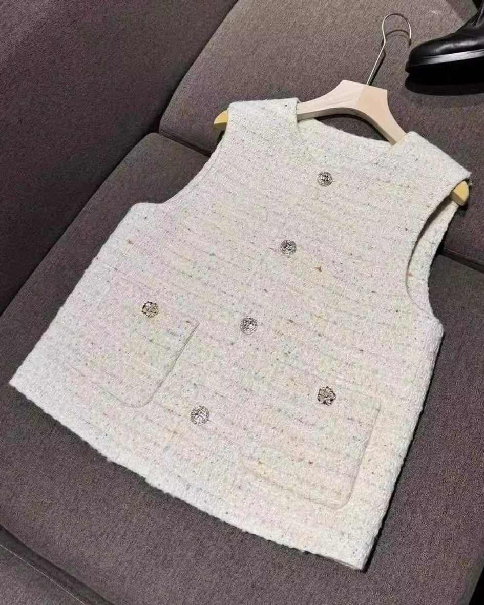 Classic White Tweed Vest 00237